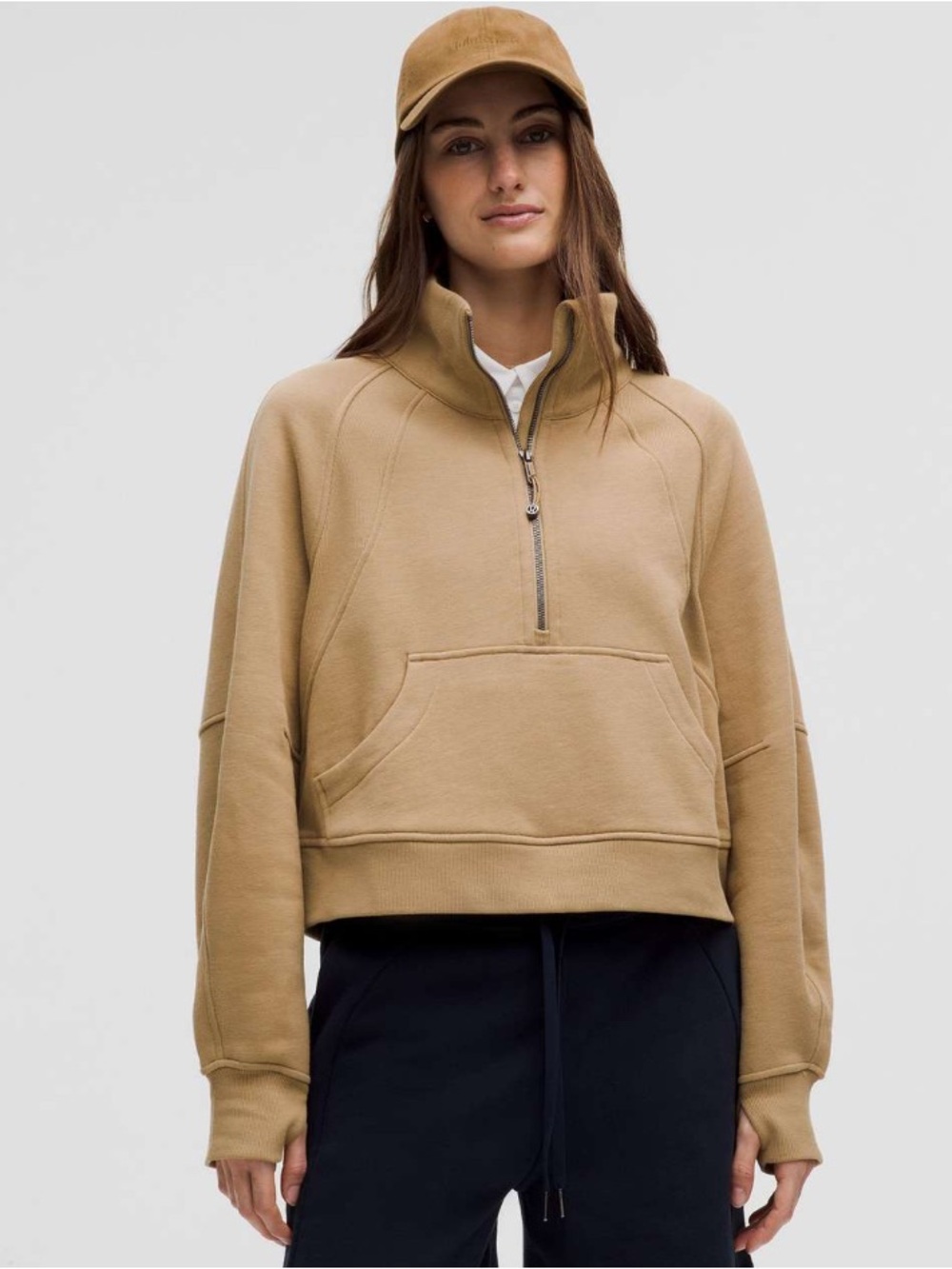 Lululemon Oversized Scuba Funnel Neck Half-Zip Pullover Filbert Tan XL/XXL